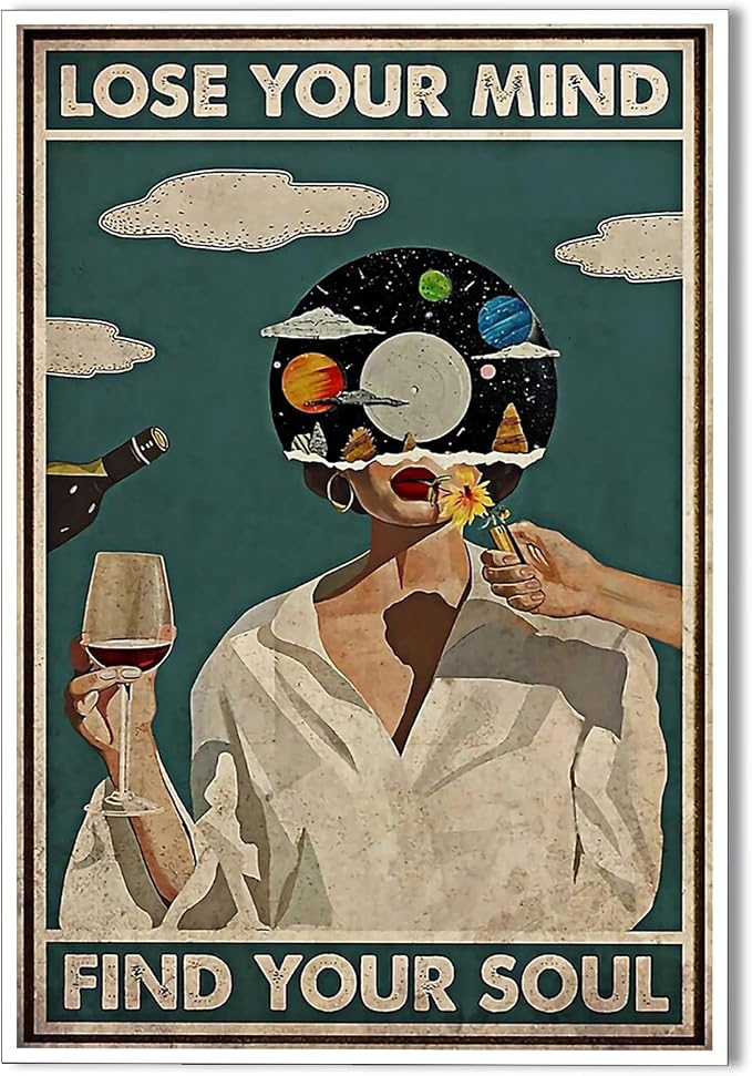 YuzhongART Vintage Lose Your Mind Find Your Soul Poster Mental Health Quote by Unknown
