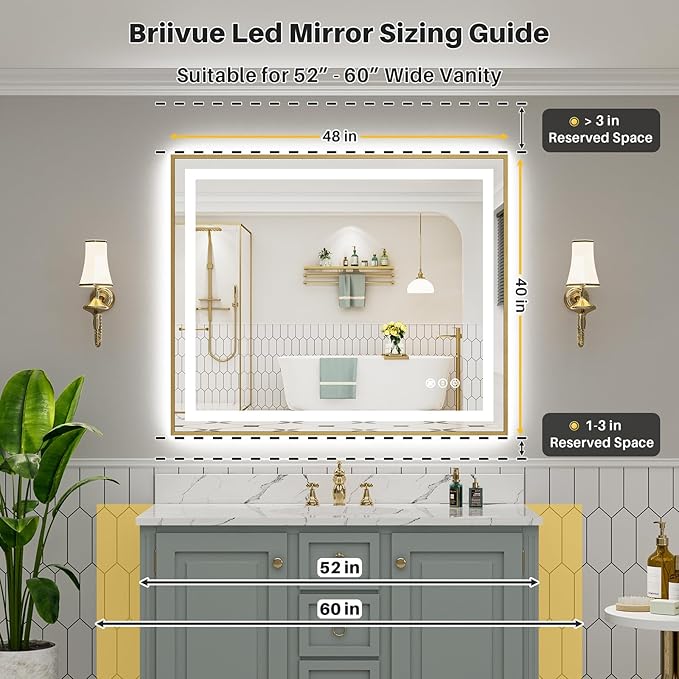 48x40 Inch LED Bathroom Mirror - Image 2