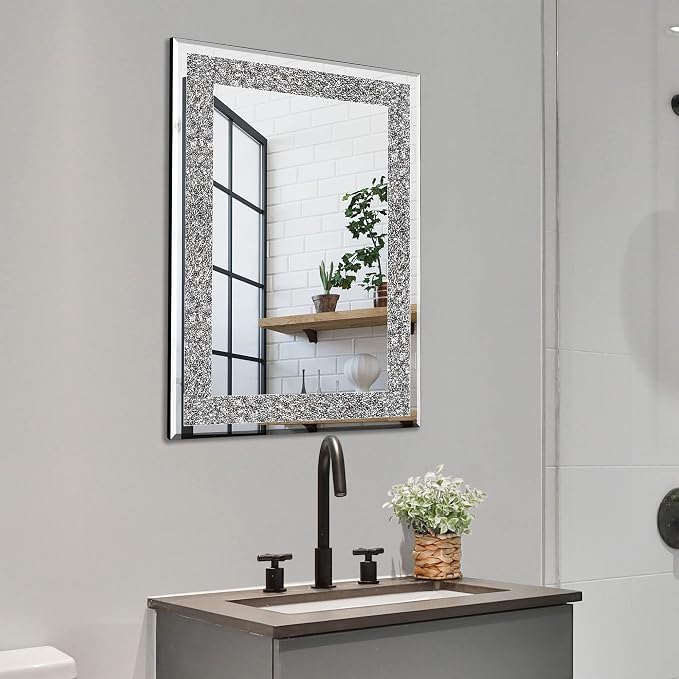 Ruomeng Wall Mirror Rectangular Crystal Crush Diamond Mirror - Image 3