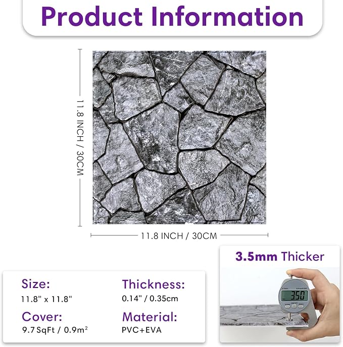 3D Faux Stone Wall Panels Peel and Stick, Stone-Look Textured Wall Sticker - Image 4