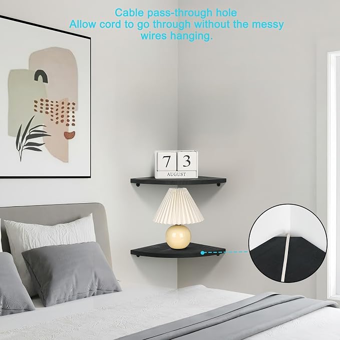 JORIKCHUO 12 inch Corner Shelf, Round End Wall Mounted Floating Shelf - Image 5