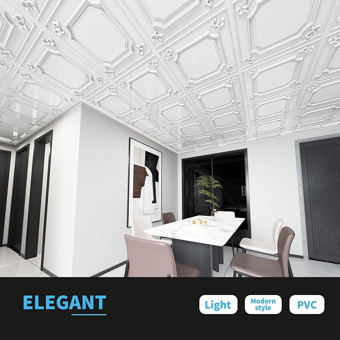 Art3d Drop Ceiling Tiles 24x24 in White, Wainscoting Panels Glue Up 2x2 - Image 3