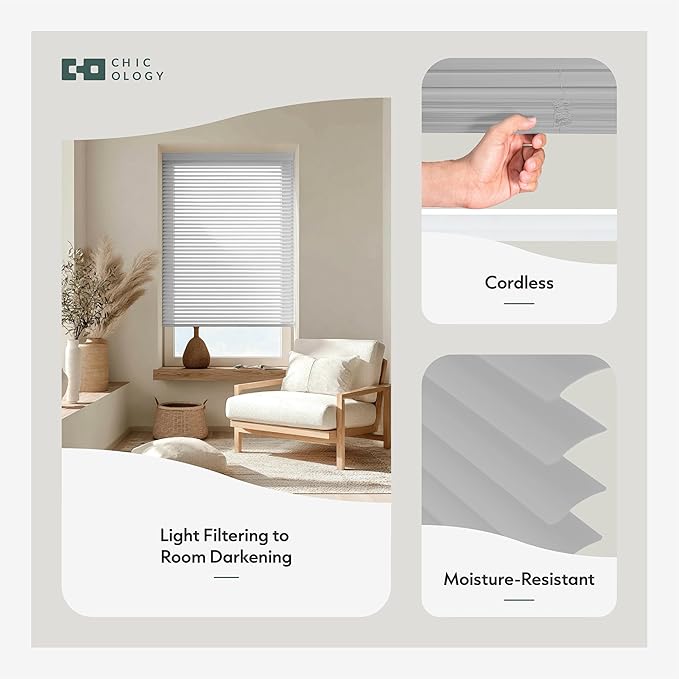 CHICOLOGY Cordless Mini Blinds for Indoor Windows, 68.5" W x 60" H, Light - Image 2