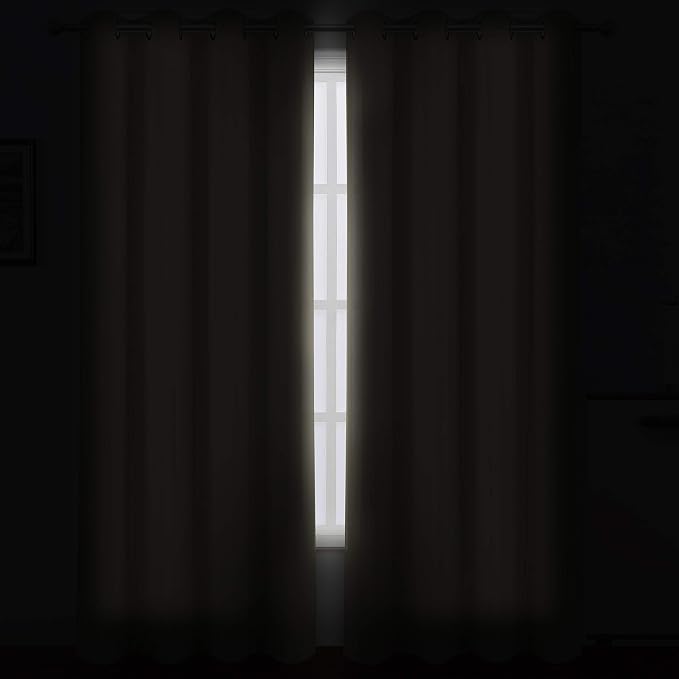 LEMOMO Blackout Curtains 52 x 84 Inch Long Beige Curtains Set of 2 Panels Room - Image 3