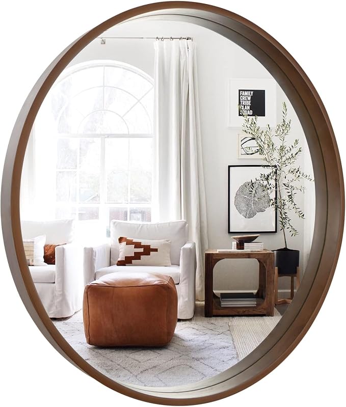 WallBeyond Circle Mirror with Wood Frame by WallBeyond