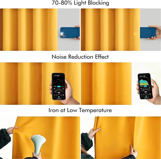 MIULEE Yellow Back Tab Blackout Curtains 102 Inch Long 2 Panels Set - Image 5
