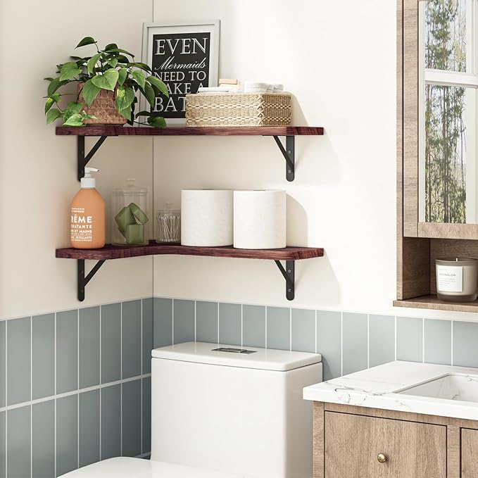YGEOMER Corner Floating Shelves, Wall Mounted Corner Shelf - Image 2