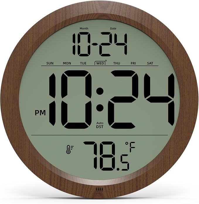 Digital Wall Clock with Date, Indoor Temperature, Battery-Operated Digital Clock by DigitalClocks
