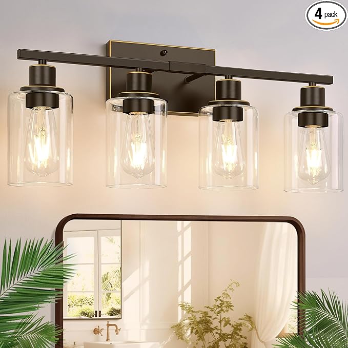 Indoi 4 Light Bathroom Light Fixtures, Oil-Rubbed Bronze Modern Vanity Lights by Indoibrightenyourbathroom