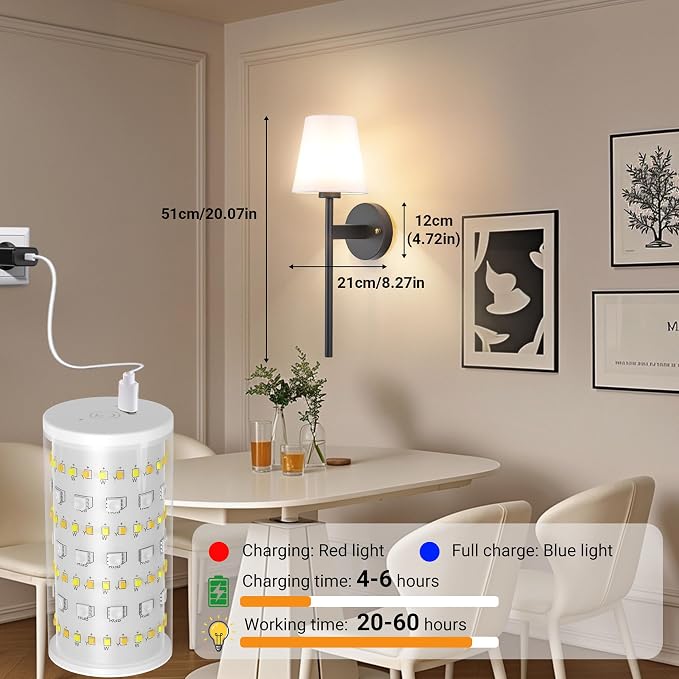 Battery Operated Wall Sconces Set Of 2, Wireless Battery Wall Light - Image 9
