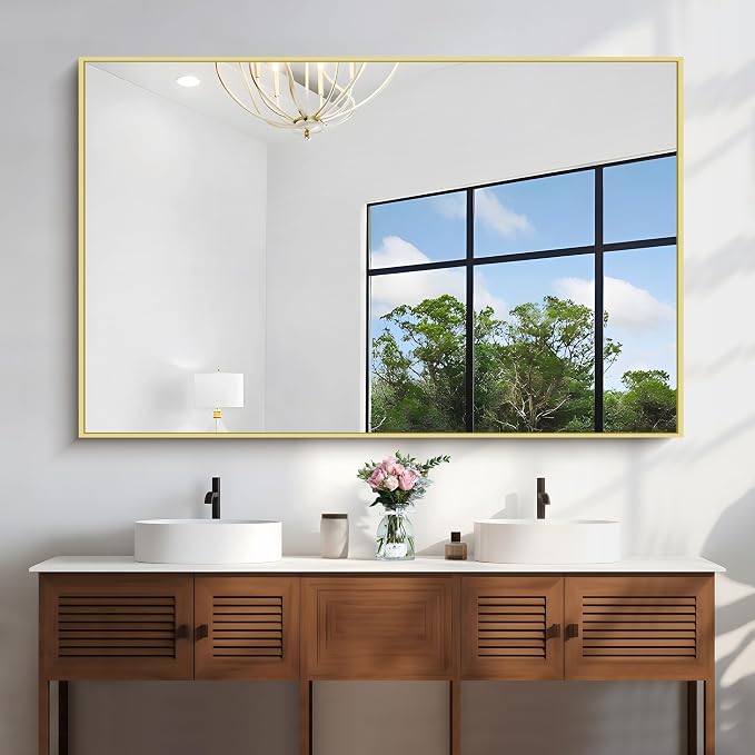KOCUUY Large Gold Bathroom Mirror, 60x40 Inch Rectangular Mirror - Image 7
