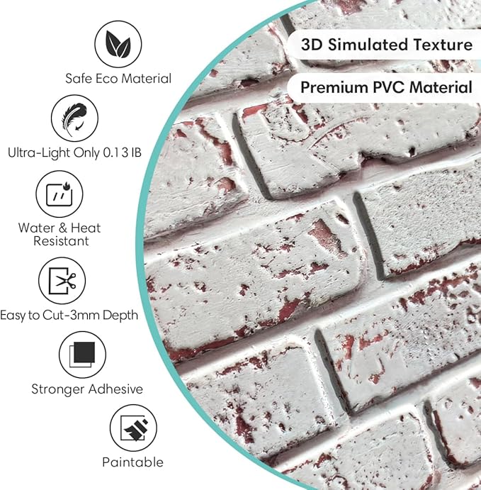 Commomy Faux Brick Peel and Stick Tiles - Image 3