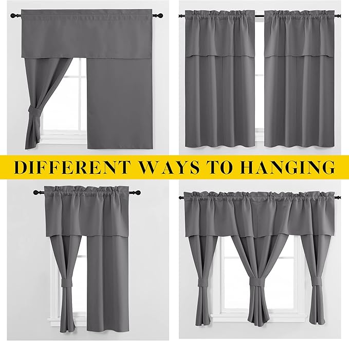 NICETOWN Short Curtains with Attached Valance - Image 2