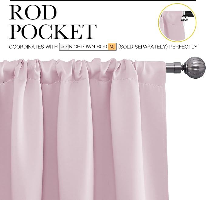 NICETOWN Bedroom Curtains, Room Darkening Draperies Window Curtain Panels - Image 3