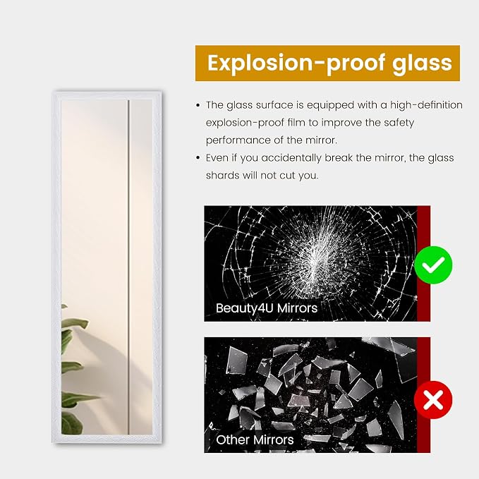 Beauty4U Full Length Mirror Wall Mirror Full Body Dressing Mirror Wall Mounted - Image 5