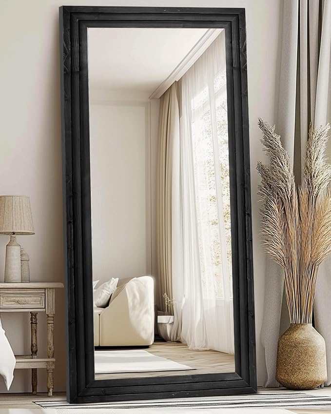 Full Length Mirror 76"x34" Solid Wood Frame Floor Large Mirror - Image 6