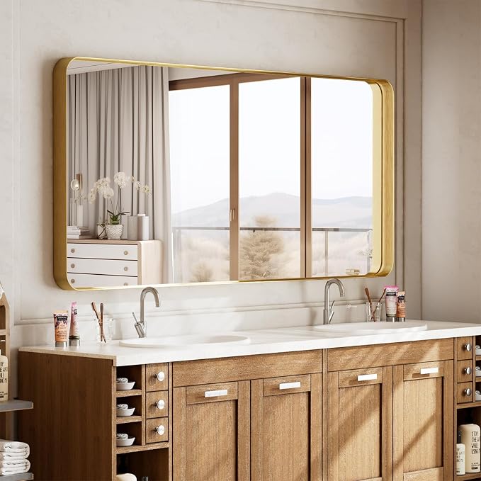 VooBang Bathroom Mirror 30x56 inch, Golg Gorgeous Deep Frame Wall Mirror - Image 2