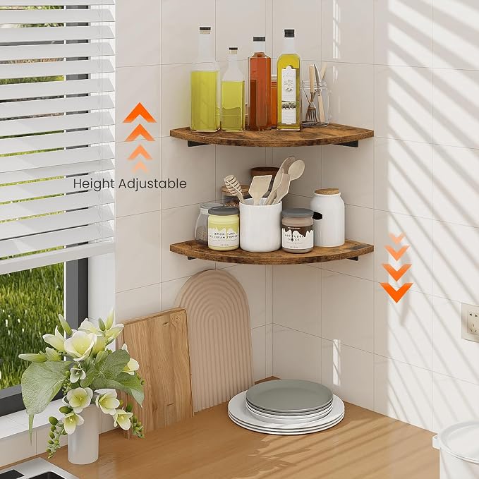 Homode Corner Shelf Wall Mount, 12 Inch Wood Floating Corner Shelves - Image 7
