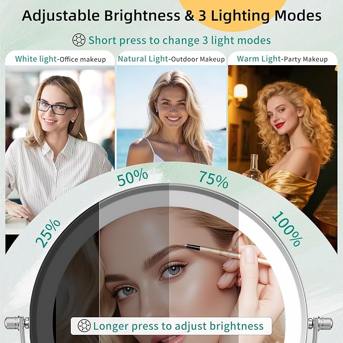 FUNTOUCH 5000mAh Rechargeable Wall Mounted Makeup Mirror - Image 4