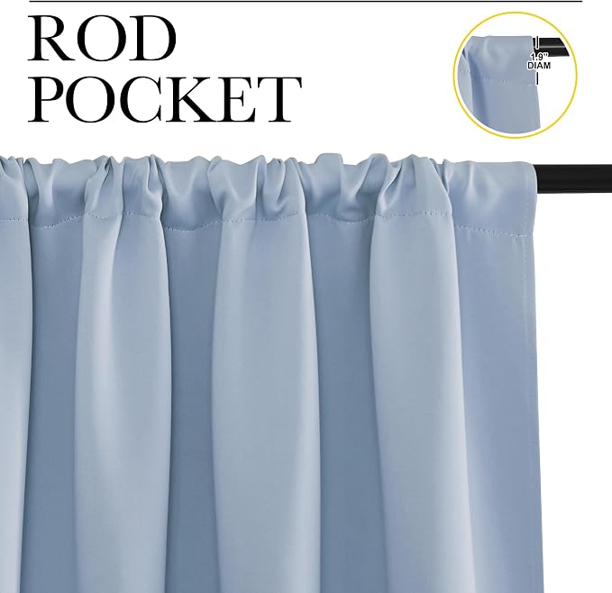 NICETOWN Window Curtains Blackout Drapes, Vintage Blue, 1 Pair, 52 by 72-Inch - Image 2