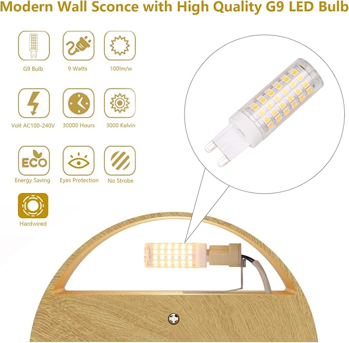 Aipsun Aluminum Modern LED Wall Sconce Hardwired Interior Wall Lights Set of 2 - Image 5