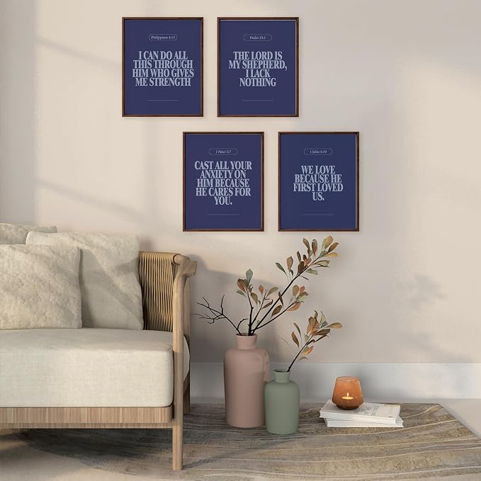 Locomiss Navy Blue Christian Wall Art Decor Posters, Minimalist Jesus Scripture - Image 5