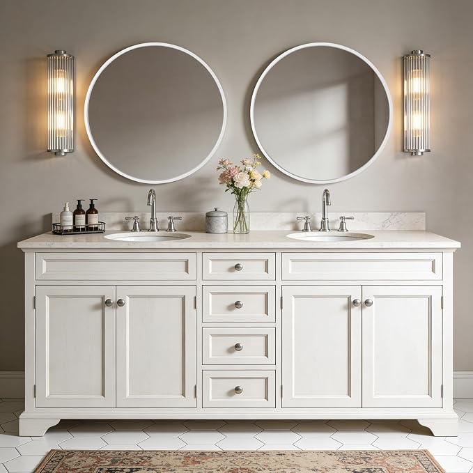 WallBeyond Round Wood Mirror 28 inch Circle Wall Mirror - Image 4