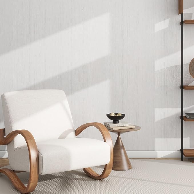 Grasscloth Textured Wallpaper White Gray Linen Thick 24" X 394" Fabric Contact - Image 7