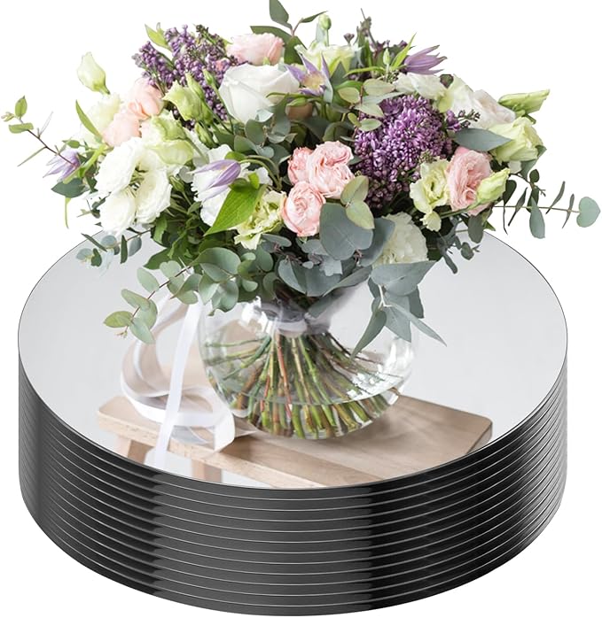 Seelenruhe 10" Round Mirrors for Centerpieces for Tables, Round Mirrors Trays by Unknown
