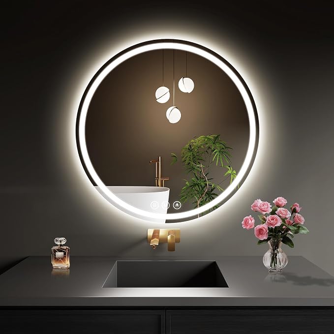 LED Bathroom Mirror 22 Inch Round Bathroom Mirror by WISSMILESHOME