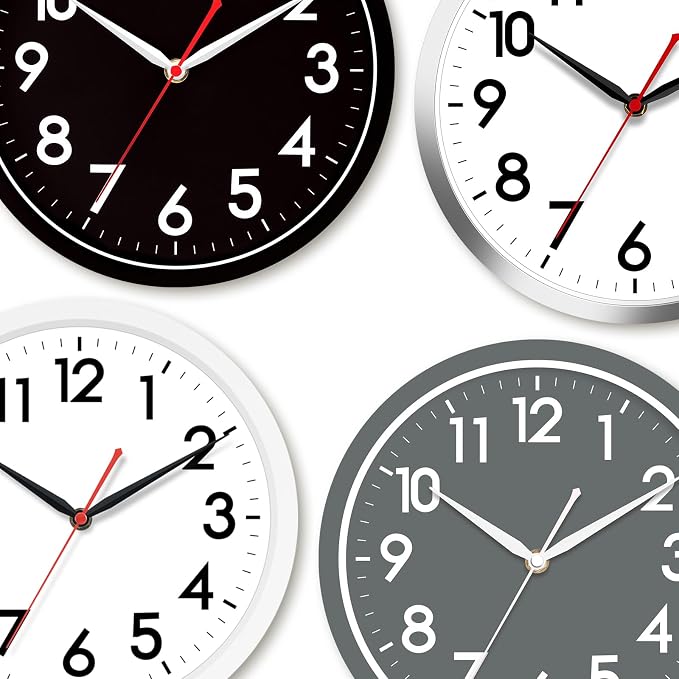 AKCISOT Wall Clock Modern Black Silent Non Ticking Wall Clocks Battery Operated - Image 5