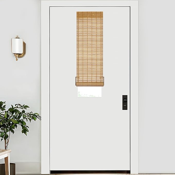 LazBlinds No Tools No Drill Bamboo Roller Shades, Cordless Bamboo Blinds by LazBlinds