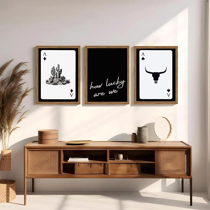 Western Wall Art Set of 3, Southwestern Cowboy Playing Card Wall Decor - Image 3