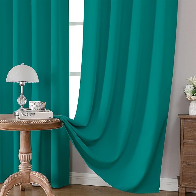 CUCRAF Turquoise Blackout Curtains 96 inch Length 2 Panels Set, Rod Pocket Room - Image 5
