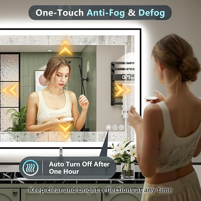 40x30 Black Framed LED Bathroom Mirror - Image 6