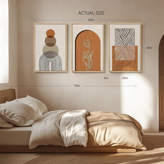 Large Framed Boho Abstract Wall Art - Image 2