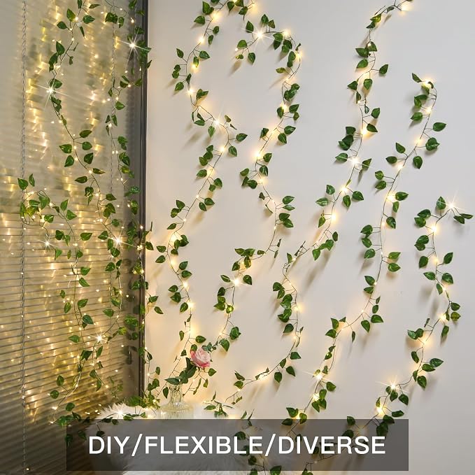 suddus Vines with Lights, 200 LED Fairy Lights with Vines, Pothos Curtain - Image 3