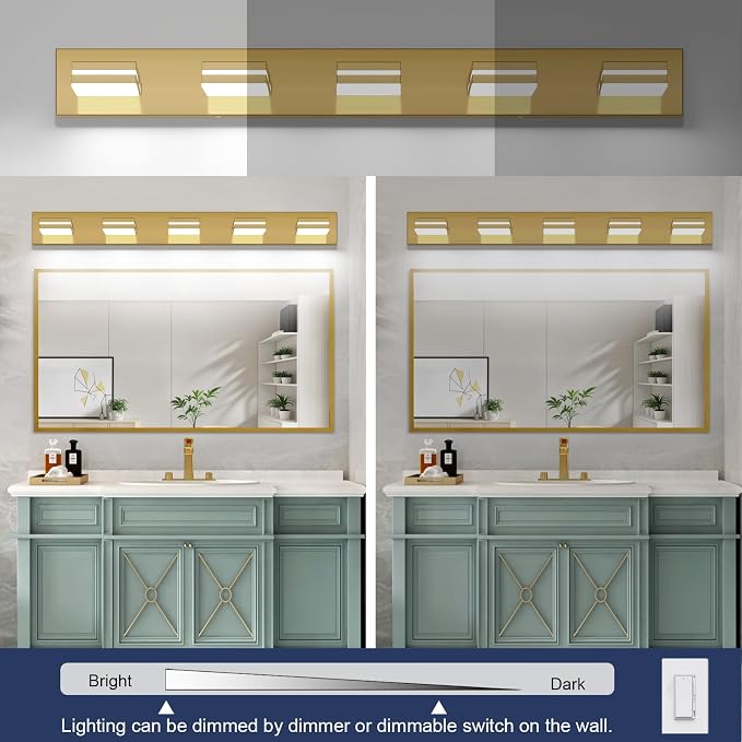 SineRise LED Modern Bathroom Vanity Light Fixtures, Brass Modern Acrylic - Image 6