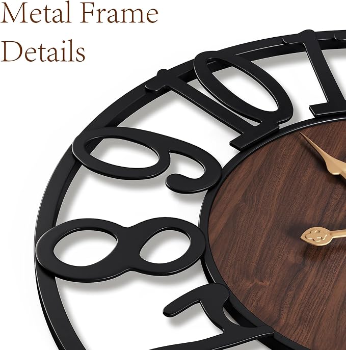 Vantic 24 Inch Large Wall Clock, Arabic Numeral Wood Oversized Wall Clocks - Image 5