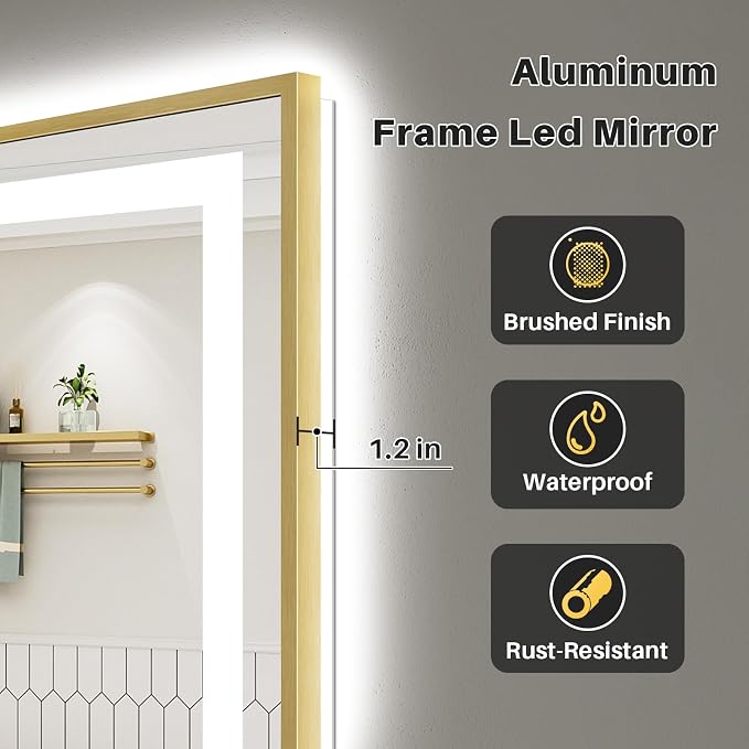 48x30 Inch LED Bathroom Mirror - Image 7