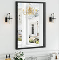 Syndra Black Wood Frame Bathroom Mirror, Waterproof Slim Deep Frame, by Syndra