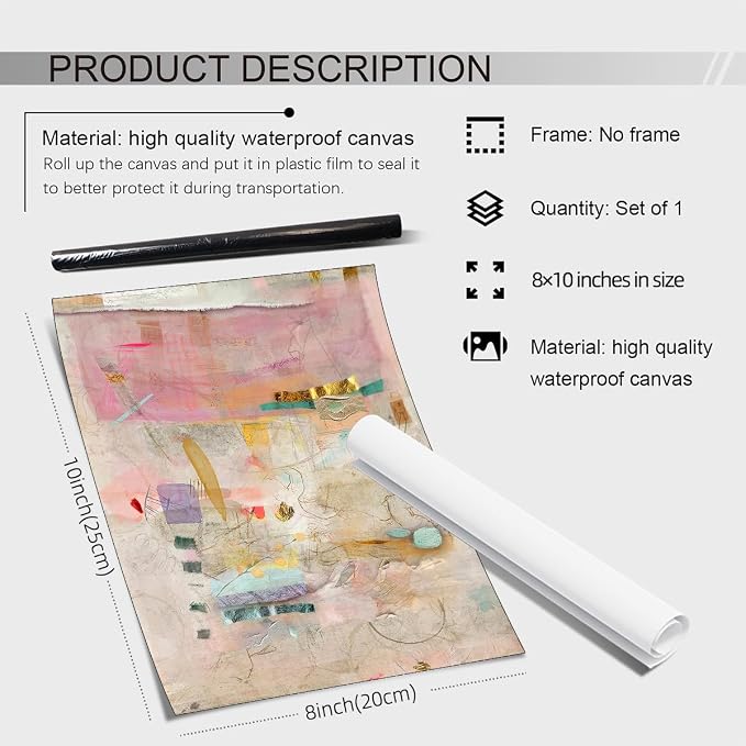 Medpol Abstract Modern Watercolor Painting Wall Art Trendy Vibrant Pastel - Image 2