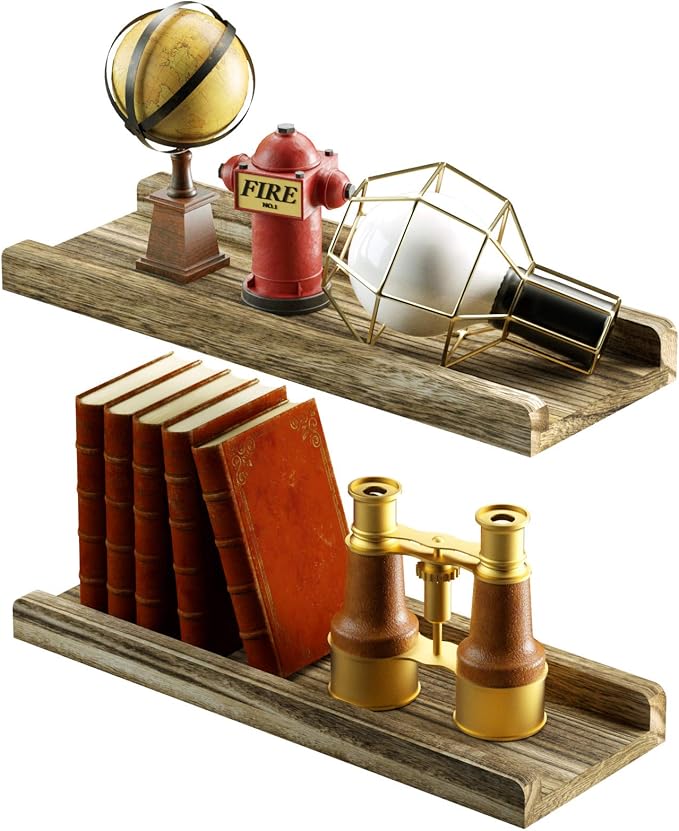 Love-KANKEI Floating Shelves Wall Mounted Set of 2, 17 Inch Rustic Wood Wall - Image 8