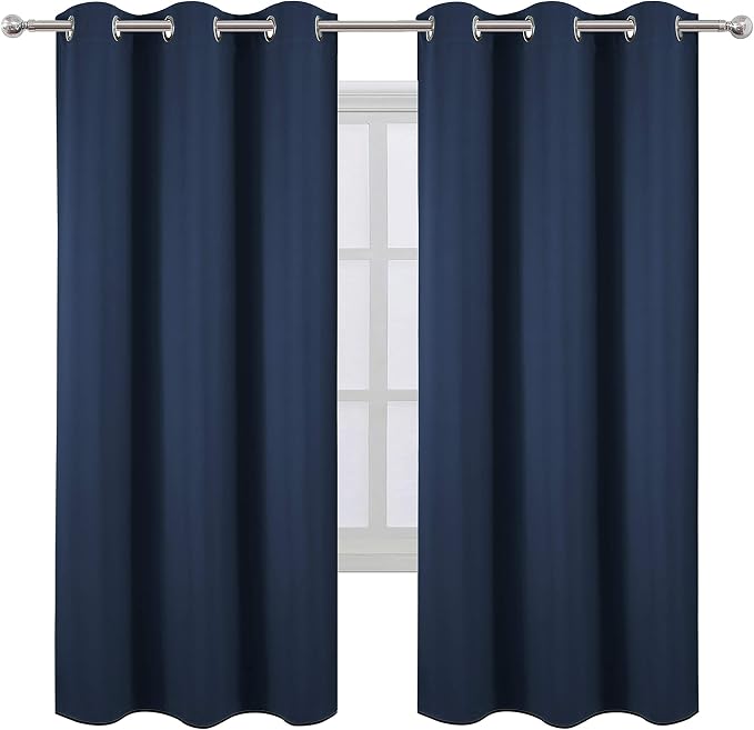 LEMOMO Navy Blue Thermal Blackout Curtains/42 x 72 Inch/Set of 2 Panels Room - Image 2