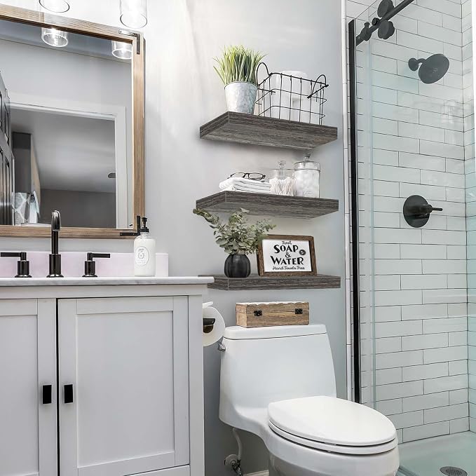 QEEIG Floating Shelves for Wall Bathroom Shelf Bedroom Kitchen Living Room - Image 2