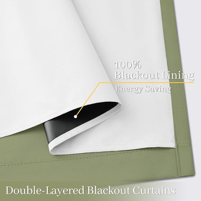 Yakamok 100% Blackout Curtain Panels 72 inches Cold and Light Blocking Drapes - Image 4