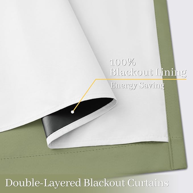 Yakamok 100% Blackout Curtain Panels 96 inches Cold and Light Blocking Drapes - Image 4