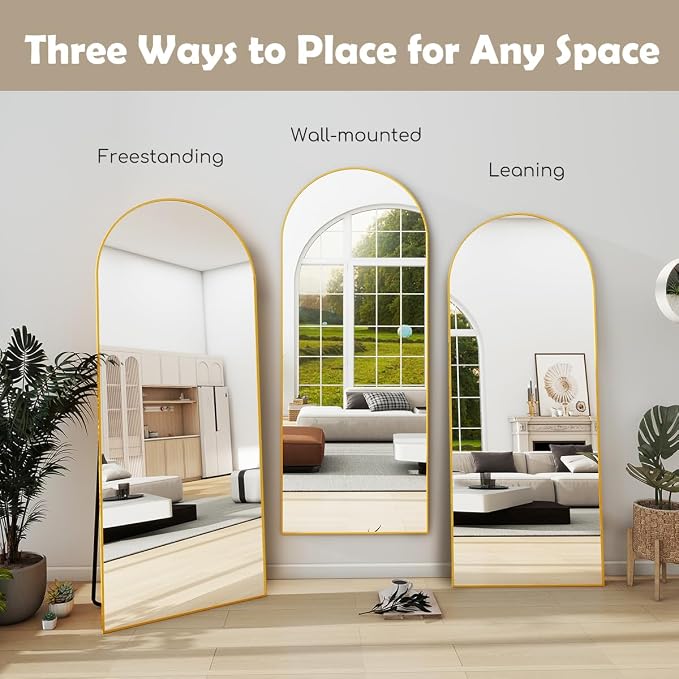 Prywot Arched Floor Mirror, 58 "x 18" Full Length Mirror Wall Mirrors Hanging - Image 7
