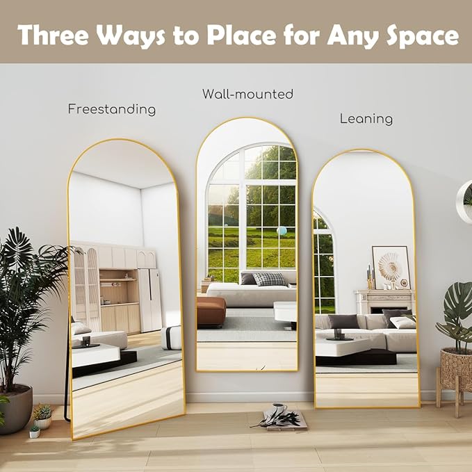 Prywot Arched Full Length Mirror, Modern Full Body Mirrors - Image 3