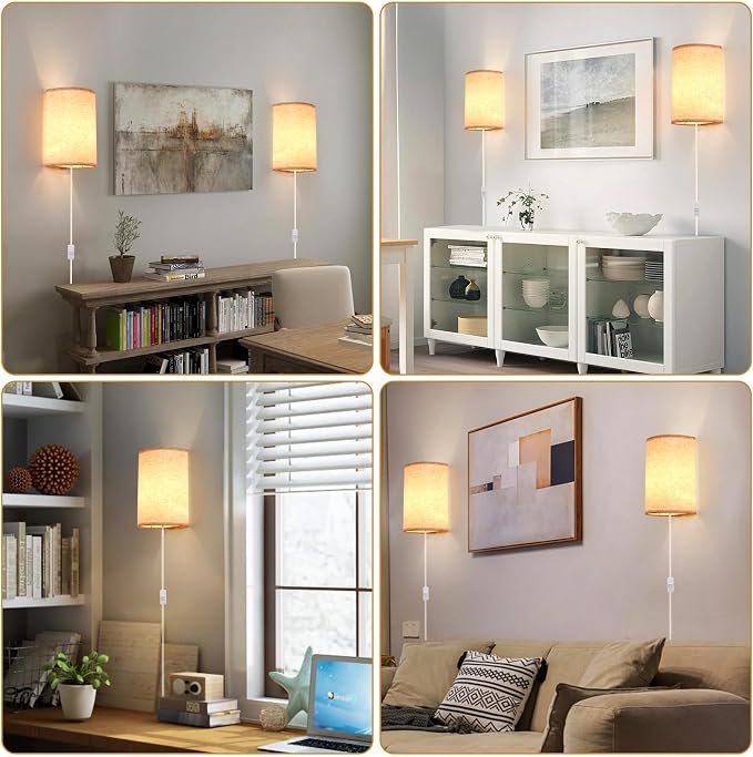 Plug in Wall Sconce, 3 Colors Wall Sconces Set of Two, Industrial Plug in Wall - Image 7